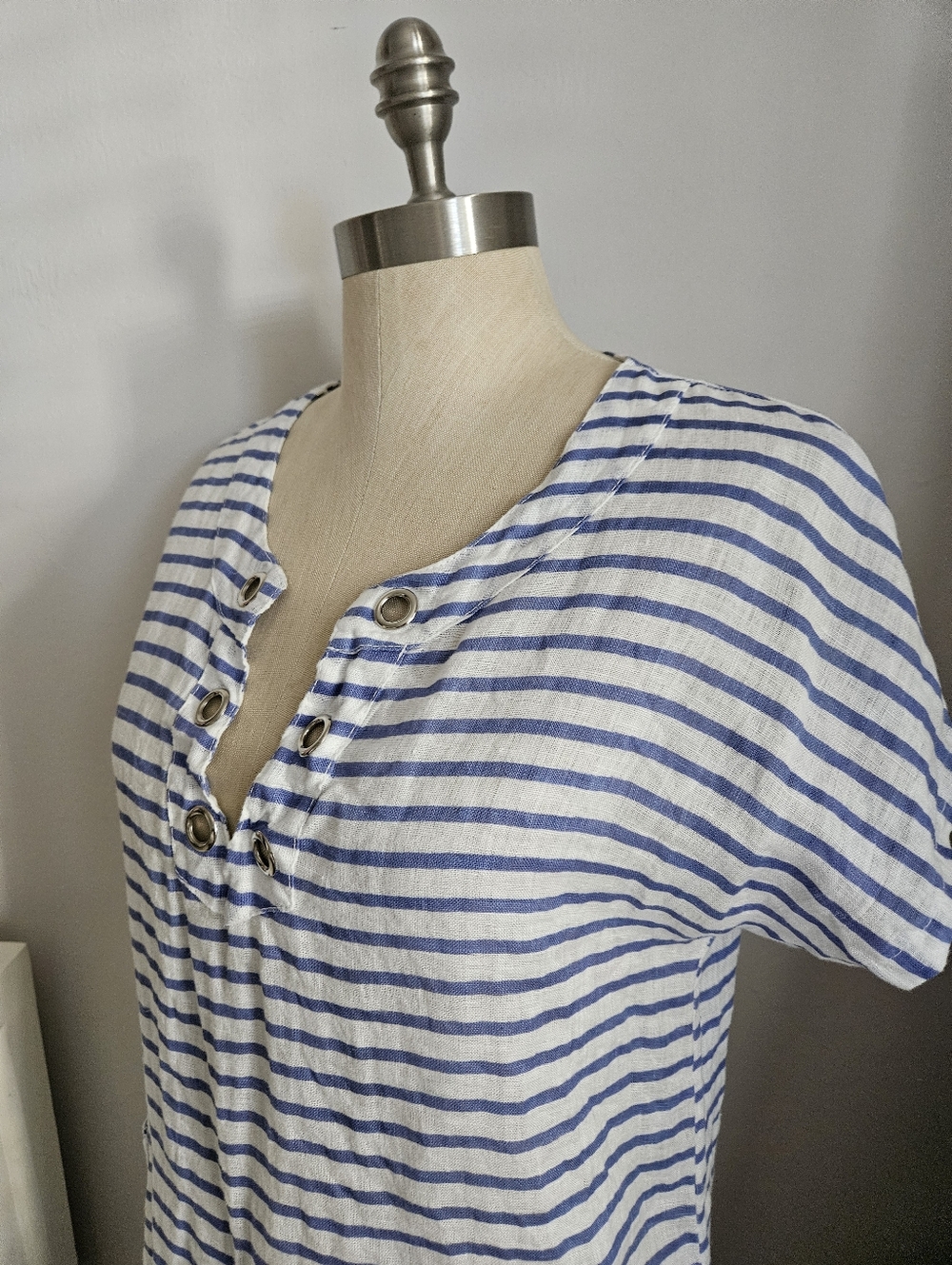 ALESSIA PACINI Italian Made Blue & White Linen Coverup / Dress | SZ S - Picture 4 of 11